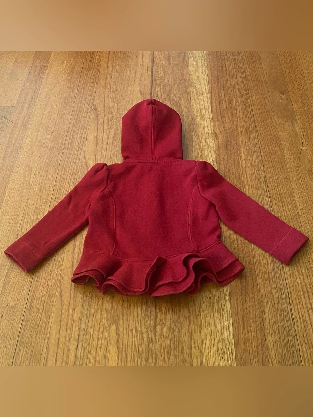 Ralph Lauren Deep Red Ruffle-Hem Hooded With Metal Buttons